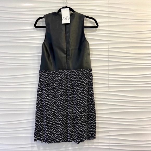 NWT Zara faux leather contrast sleeveless dress - Picture 8 of 12